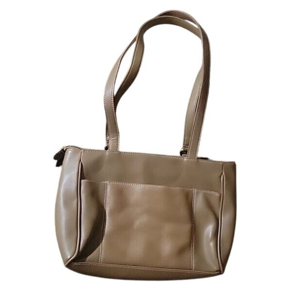 Great American Leatherworks Beige Shoulder Bag With Multiple Pockets Faux Leathe - Picture 2 of 4